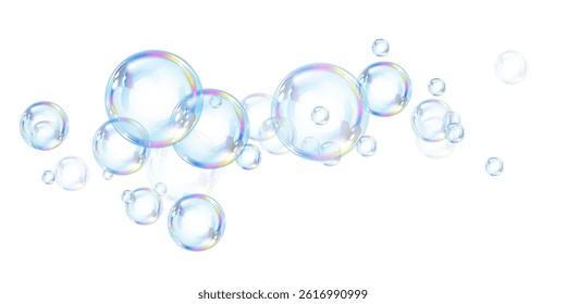 Playful Rainbow Soap Bubbles PNG Graphic for Fun and Kids Themes
