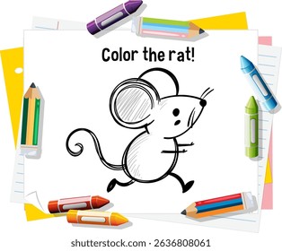 A playful rat drawing with coloring tools