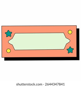 Playful rectangular peach-colored text box with green stars and yellow dots. Ideal for creative journaling, kids’ content, cute labels, UI elements, or pastel-themed design projects.
