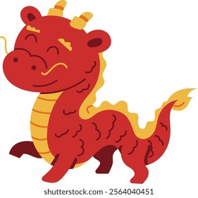 A playful red dragon illustration reflecting Chinese traditions, suitable for website, application, printing, document, poster design, etc.