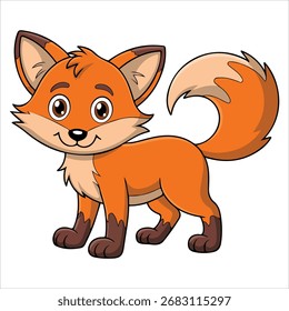 Playful red fox vector graphic plain