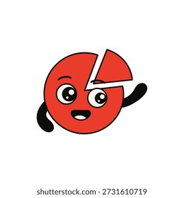 Playful Red Pie Chart Character Celebrating Data Visualization in Fun Illustrative Style