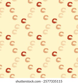 Playful Red and Pink Shrimp Pattern on Light Beige Background