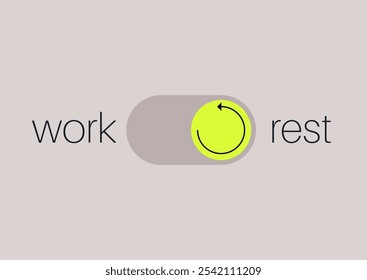 A playful representation of balance, showcasing a toggle switch that highlights the transition between work and rest, emphasizing the need for harmony in everyday life