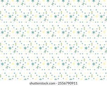 Playful Retro Flower Pattern in Green and Yellow for Digital and Print