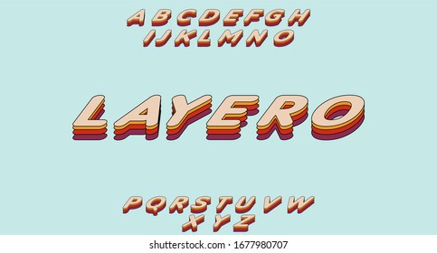 playful retro layered font colorful display typeface alphabet set vector