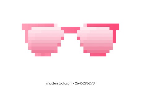 Óculos rosa retro lúdico em estilo de arte pixel de mosaico, apresentando um charme nostálgico e expressivo.