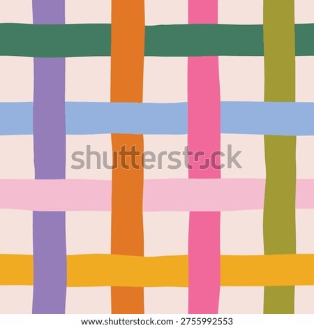 Playful retro seamless patterns with wavy lines, checks, and polka dots. Hand-drawn abstract textures in pink and pastel tones — ideal for vintage prints, stationery, and creative fabric design