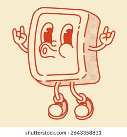 Playful retro soap mascot with big smile. Cute, clean vintage style vector illustration perfect for hygiene product branding