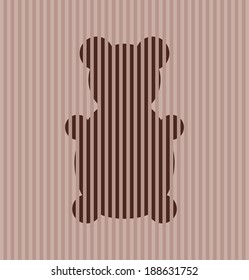 playful retro teddy bear on stripes background. Vector