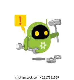 Playful robot illustration for website under maintenance.