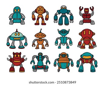 Conjunto de robôs brincalhão - Colorido