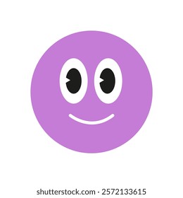 Playful round sticker icon with a happy face. Abstract icon design featuring a smile and round shape. Modern aesthetic with brutalism influences, ideal for fun and trendy applications.