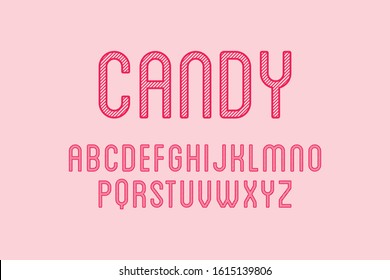 Playful rounded alphabets with stripe line vector