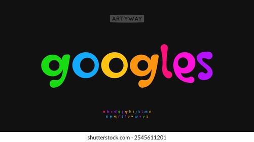 Playful rounded typeface, bright, colorful letters for a lively logo, kids brand, joyful headline. Fun alphabet, cheerful, friendly font. Vector typeset.