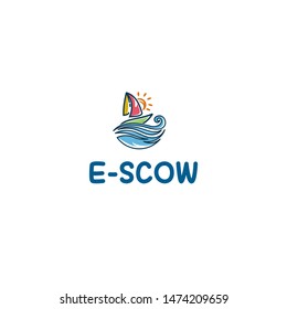 playful sailing boat logo vector illustration eps 10