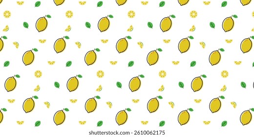 playful scatter seamless pattern with lemon. fresh pattern