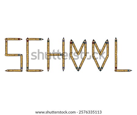Playful SCHOOL Text Design in Pencil Style for a Fun and Creative Educational Misadventure Theme Vector illustration