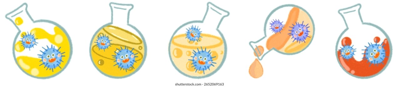Vírus da ciência lúdica no laboratório Ilustração do frasco para a aprendizagem divertida e projetos criativos