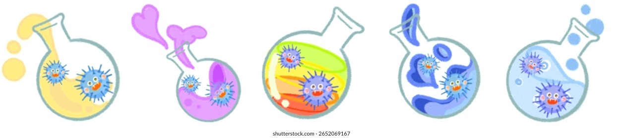 Vírus da ciência lúdica no laboratório Ilustração do frasco para a aprendizagem divertida e projetos criativos