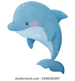 Playful sea creatures illustration featuring cute ocean animals in a charming children's style. Ideal for nursery decor, kids products, fabric printing and ocean themed surface design.