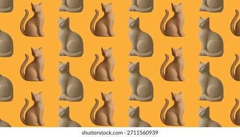 Playful seamless cat pattern on white background — great for kids’ textiles and pet-themed decor