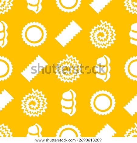 Playful, seamless food pattern set featuring bakery and pasta designs in yellow and blue tones. Perfect for packaging, wrapping paper, and kitchen-themed prints.