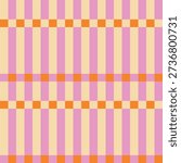 Playful seamless gingham-style grid pattern with vertical and horizontal stripes. Bold yet soft abstract texture with a picnic-tablecloth feel, perfect for textiles, wrapping paper, and digital backgrounds. Modern geometric background in a beautiful color palette
