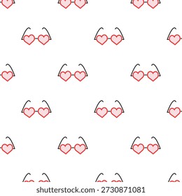 Patrón de gafas de corazón sin costuras juguetón para diseños de San Valentín, papelería, envoltura de regalo y decoración de moda