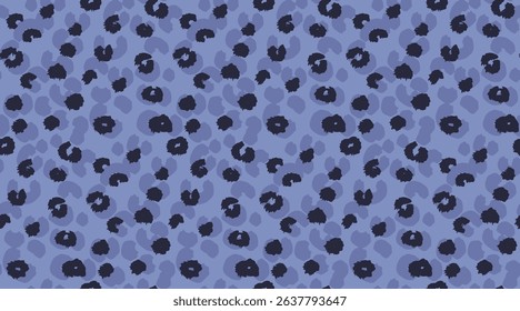 Playful seamless leopard pattern with abstract spots on a blue background. Vector bold and modern design animal print perfect for textiles, fashion, digital art, and trendy decor projects