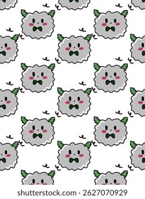 Playful seamless pattern featuring hand-drawn doodles. Perfect for stationery, textiles, digital backgrounds, and creative projects. Whimsical and fun design in a repeatable layout.