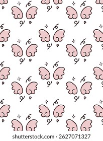 Playful seamless pattern featuring hand-drawn doodles. Perfect for stationery, textiles, digital backgrounds, and creative projects. Whimsical and fun design in a repeatable layout.