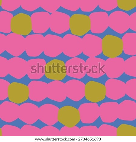 Playful Seamless Pattern with Hand-Drawn Organic Shapes. Abstract Texture with Bold Shapes and Color. Modern decorative background suitable for fabric, textile, fashion, wallpaper, wrapping paper, packaging, stationery, kids products and surface design projects. 