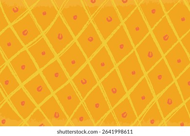 Playful seamless pineapple skin pattern in vibrant yellow-orange tones with hand-drawn texture. Perfect for summer, tropical themes, packaging, textiles, and backgrounds. EPS format.