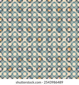 Motif d'Image vectorielle ludique et harmonieux avec des formes ondulées, des cercles et des demi-cercles en mosaïque aléatoire. Illustration géométrique moderne pour impressions, fond d'écran, décoration d'intérieur, tissus de mode et papeterie.