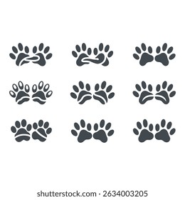 A playful set of animal footprints evoking a sense of fun and adventure against a clean simple white