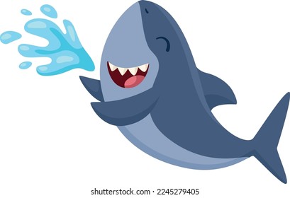 Playful shark laughing. Funny underwater cartoon animal