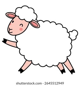 playful sheep animal pet farm flat color vector illustration template design