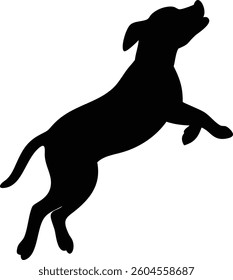 Playful Silhouette of a Small Beagle Jumping Energetic Dog Vector Illustration