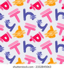 Playful simple seamless pattern with different international currency symbols. Bright background with hand drawn doodle of money signs in naive style for wrapping paper, background, fabric, scrapbook.