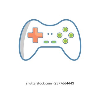 A playful, simplified illustration of a video game controller.  Perfect for websites, apps, or presentations related to gaming, technology, or entertainment.