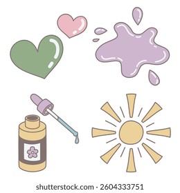 Playful Skincare Doodle Icons with Cute Handdrawn Cosmetics