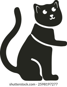 A playful and sleek cat vector design, featuring a minimalist silhouette with sharp lines and smooth curves, capturing the essence of a curious and agile feline.