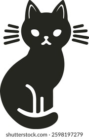 A playful and sleek cat vector design, featuring a minimalist silhouette with sharp lines and smooth curves, capturing the essence of a curious and agile feline.