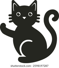 A playful and sleek cat vector design, featuring a minimalist silhouette with sharp lines and smooth curves, capturing the essence of a curious and agile feline.