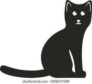 A playful and sleek cat vector design, featuring a minimalist silhouette with sharp lines and smooth curves, capturing the essence of a curious and agile feline.