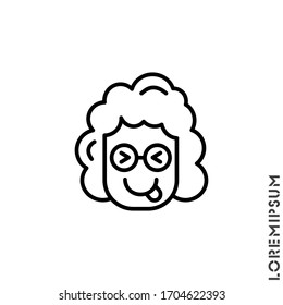 Playful smile girl, woman icon. Simple thin line, outline vector of emoji icons for ui and ux, website or mobile application. isolated smiley with tongue out icon