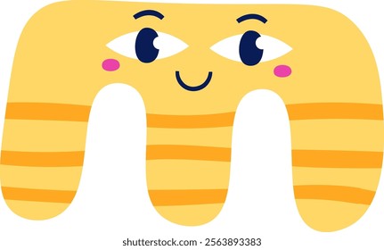 Playful smiling cartoonish character with friendly expression and quirky look. Vector Illustration.