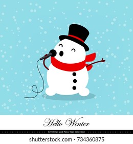 Playful snowman. Winter, Christmas and New Year illustration. Element of the collection. Good for congratulation card, banner, flyer, leaflet, poster. Vector illustration