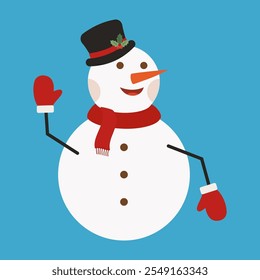 Playful Snowmen in Festive Winter Outfits. Christmas and Happy New Year Decoration